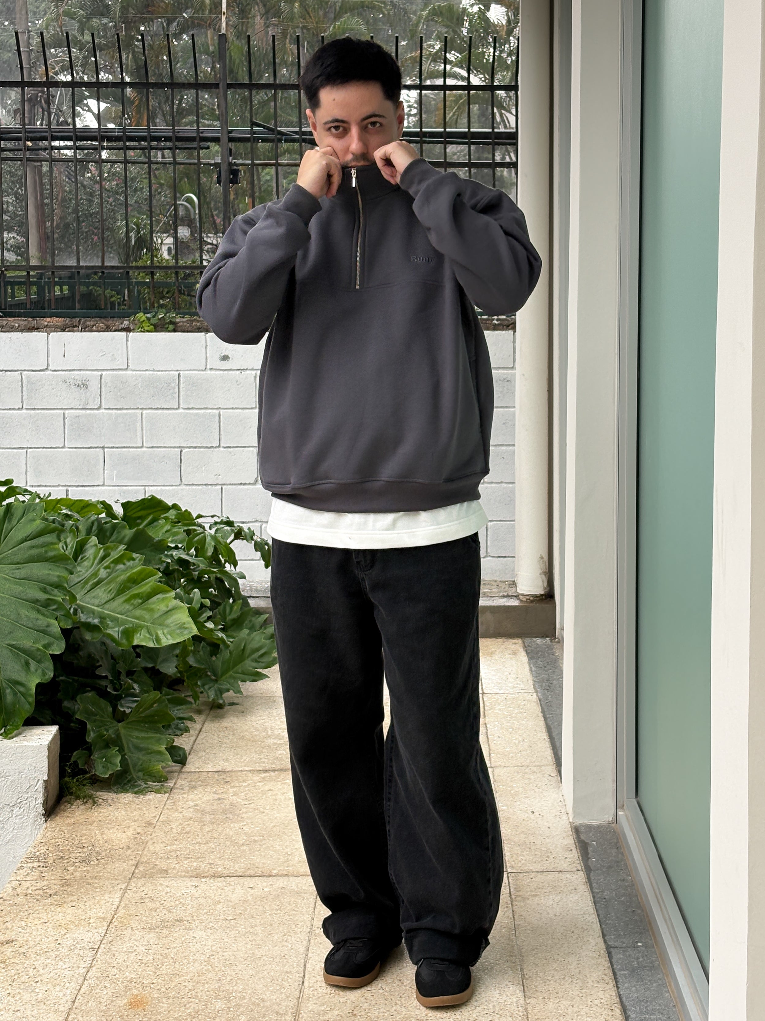 QUARTER ZIP BUNY DARK GRAY